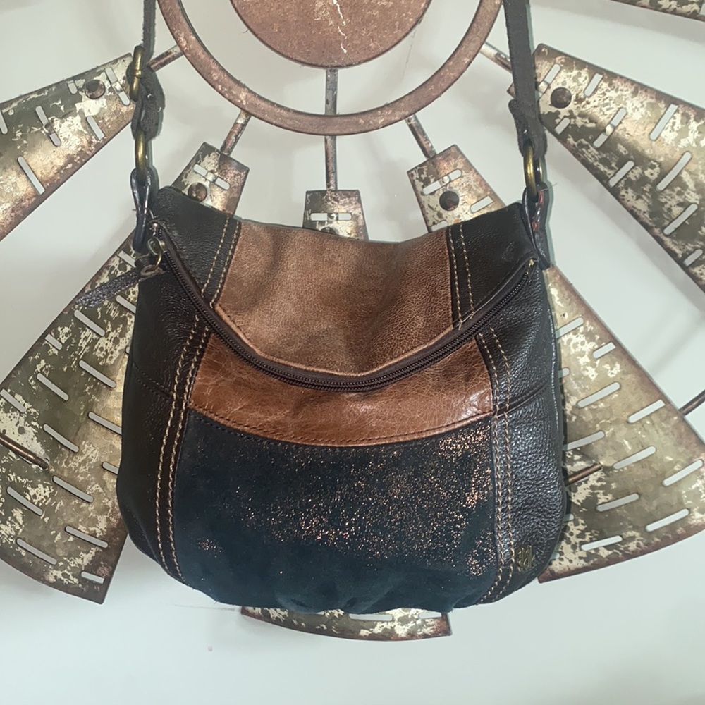 Women's Two-Tone Brown Leather Crossbody Bag